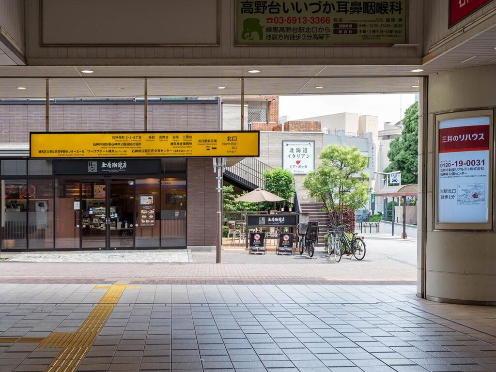 石神井公園駅の改札を出て、右手の「北口」へ向かう改札口を背にして右側が北口です。